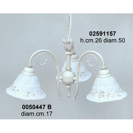 Lampadario 3 Luci C/Riccioli Bianco Elettr. 1157Nr.