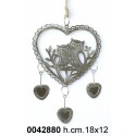 Pendaglio Cuore Con Coppia Gufi E 3 Cuori Grigionr. Ad154159*Disp.11/2014*