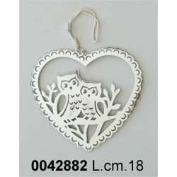 Pendaglio Cuore Con Coppia Gufi Bianco Ad154184*Disp.11/2014*Nr.