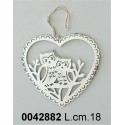 Pendaglio Cuore Con Coppia Gufi Bianco Ad154184*Disp.11/2014*Nr.