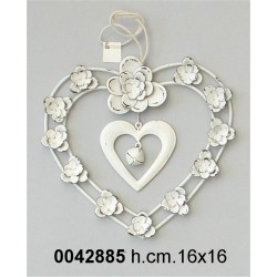 Pendaglio Cuore Corona Fiori Bianco Cm16 Ad133418*Disp.11/2014*Nr.