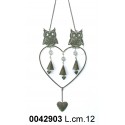 Pendaglio Cuore 2 Gufi E 3 Campanelli Ad133640Nr. Grigio*Disp. 11/2014*