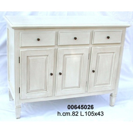 Credenza Bassa 3 Porte 3 Cassetti Bianco