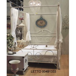 Letto Baldacchino Ferro Forgiato Bianco