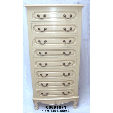 Cassettiera 8 Cassetti 65X42X140 Crema *Prezzonr. Ribassato*