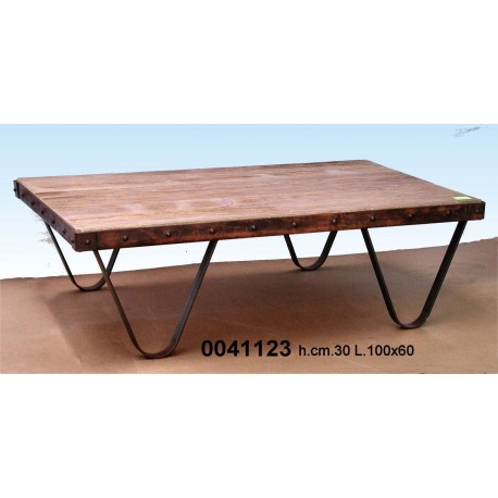 Tavolo Basso Ferro/Legno 100X60 H.30