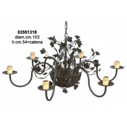 Lampadario Ferro 6 L. Fiori Elettr.