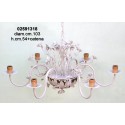 Lampadario Ferro 6 L. Fiori Elettr.Bianco