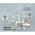 Lampadario Ferro 3 L. Fiori Bianco Elettr.